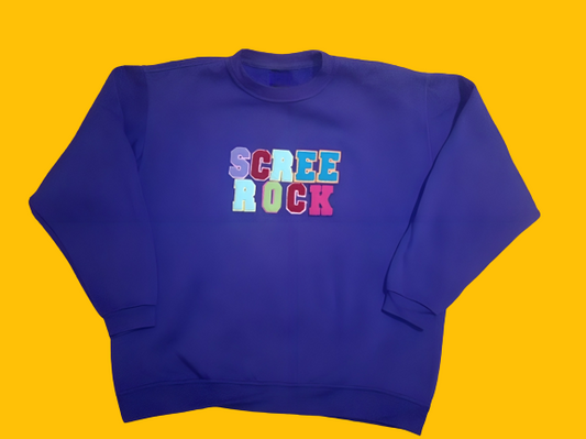 Bold Purple Screerock Sweatshirt with Large Embroidery | Elevate Your Style with Vibrant Statement Piece | Shop Now for Trendy Comfort | SCREEROCK