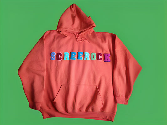Screerock Orange Hand stitched hoodie